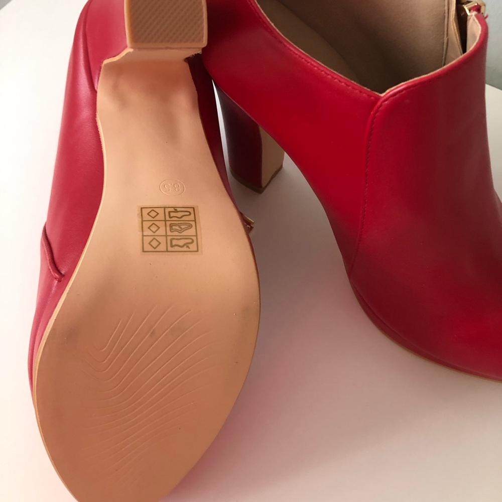 Allegra K Red Heeled Ankle Boots - Picture 3 of 10